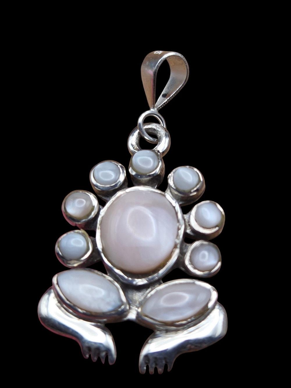 Sterling Silver Pink Conch Shell Pendant Necklace Coqui Frog